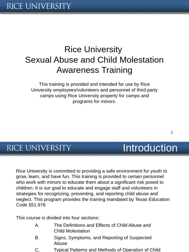 Sexual Abuse and Molestation Awareness Training | PDF | Child Abuse ...
