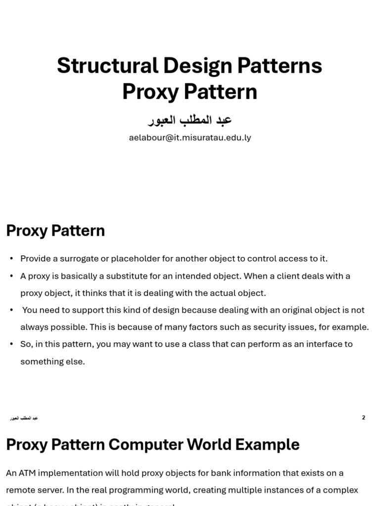 Lecture 3 - Proxy Pattern | PDF | Proxy Server | Banks