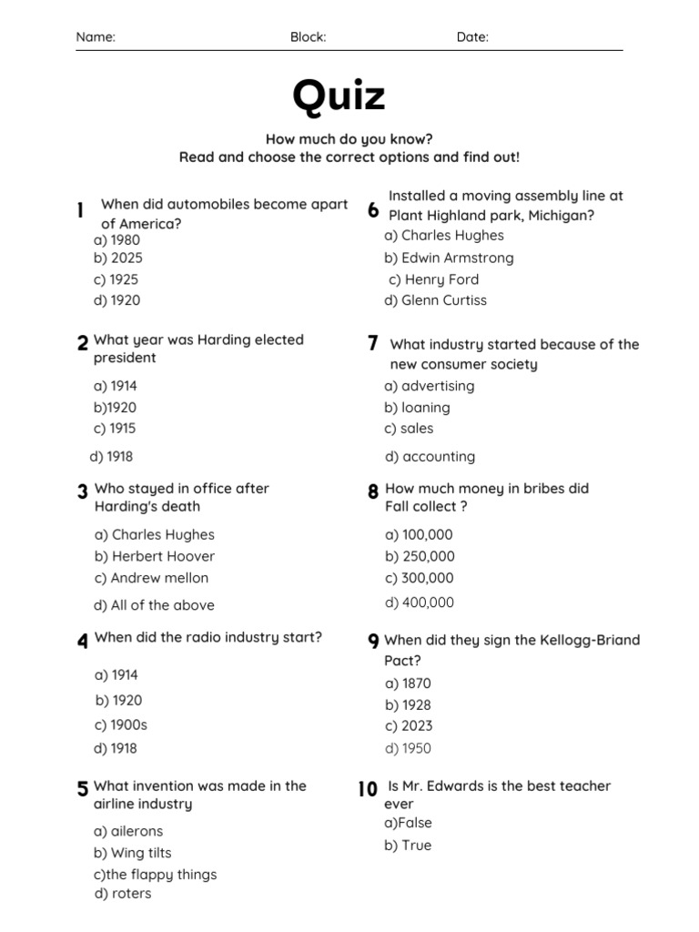 Fall Multiple Choice Quiz Worksheet | PDF