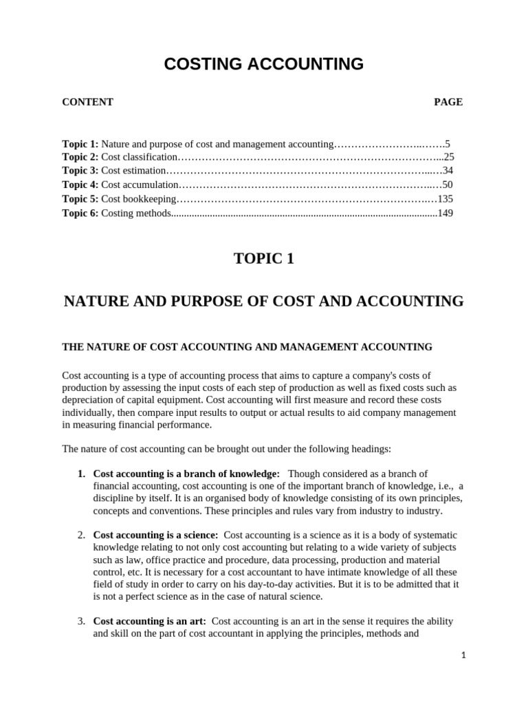 Cost Accounting Notes | PDF | Cost Accounting | Management Accounting