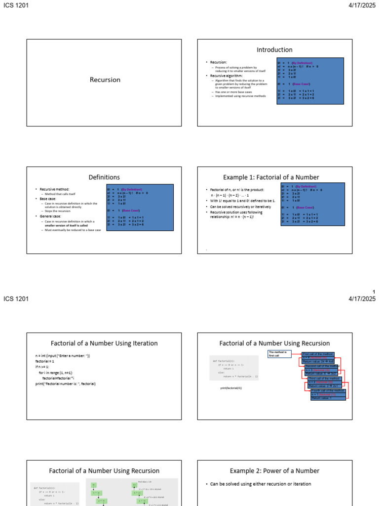 Lecture 2 Recursion | PDF | Recursion | Theoretical Computer Science