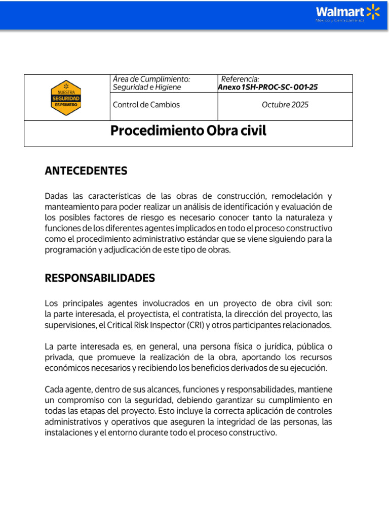 SH PROC SC 001 25 Procedimiento Obra Civil | PDF | Fundación ...