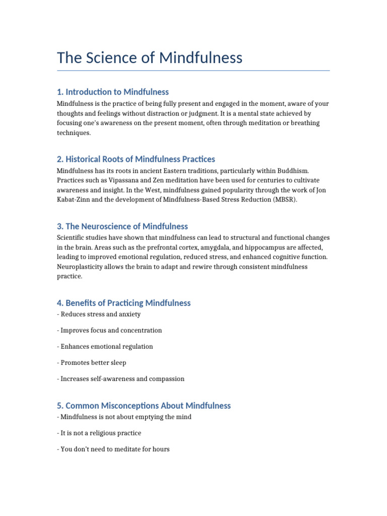 The Science of Mindfulness | PDF | Mindfulness | Meditation