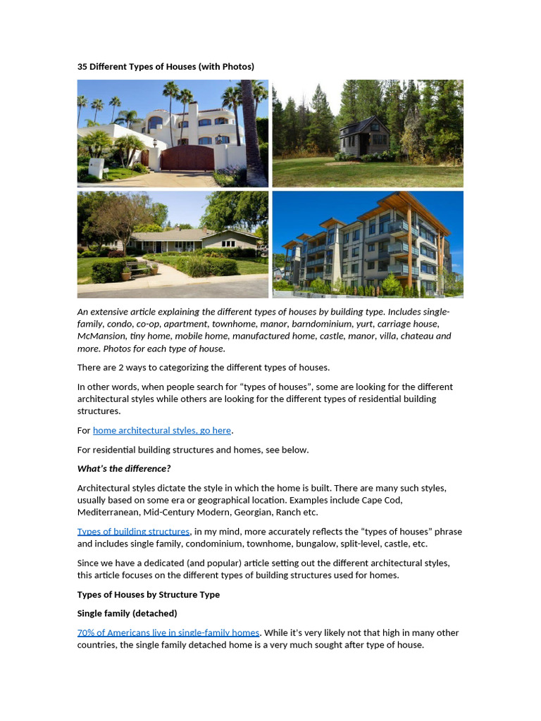 35 Different Types of Houses | PDF | Condominium | Apartment