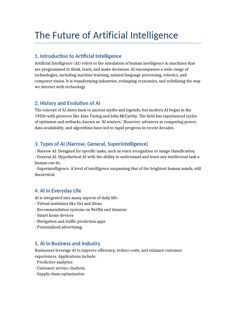 The Future of Artificial Intelligence | PDF | Artificial Intelligence ...