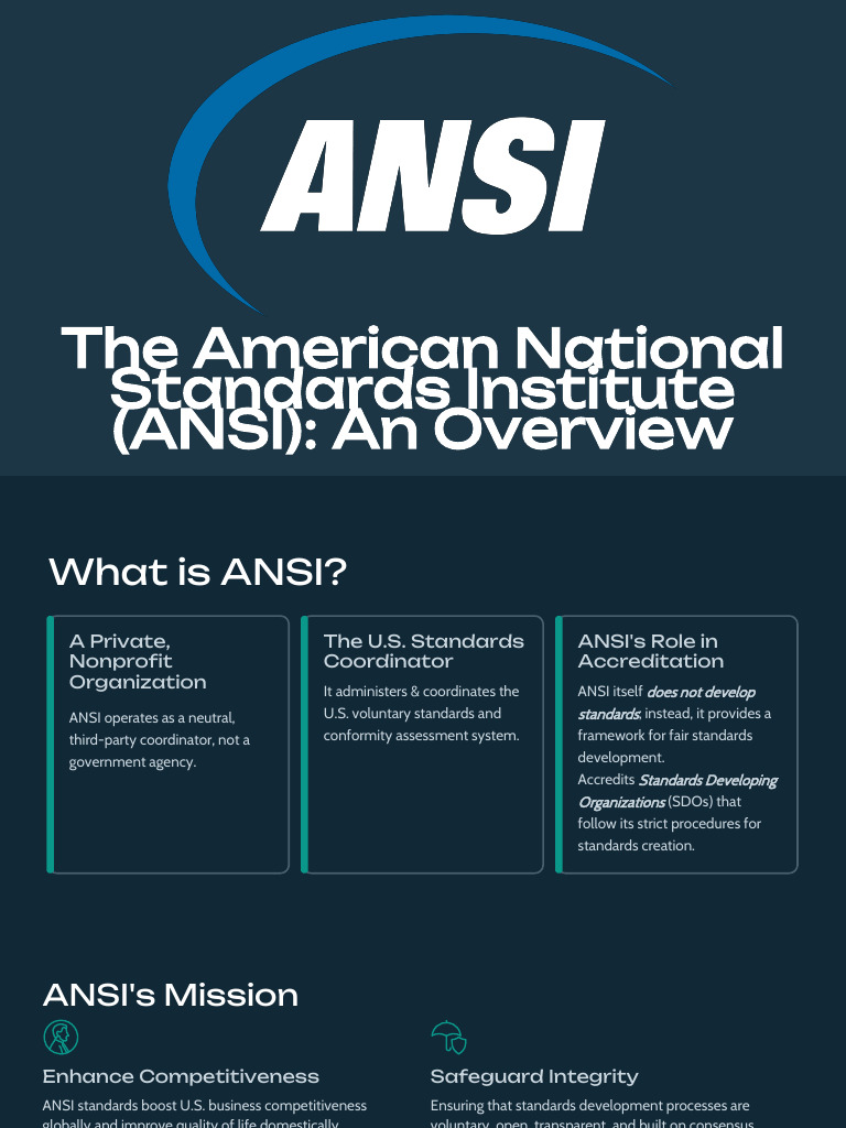 The American National Standards Institute ANSI | PDF | Standardization ...