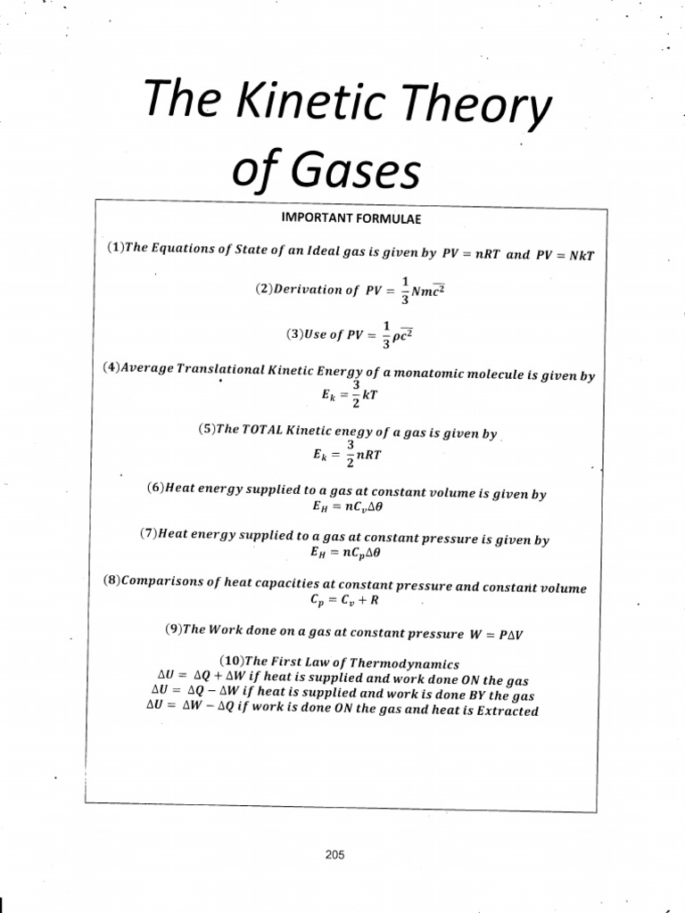 The Kinetic Theory of Gases | PDF | Gases | Physics