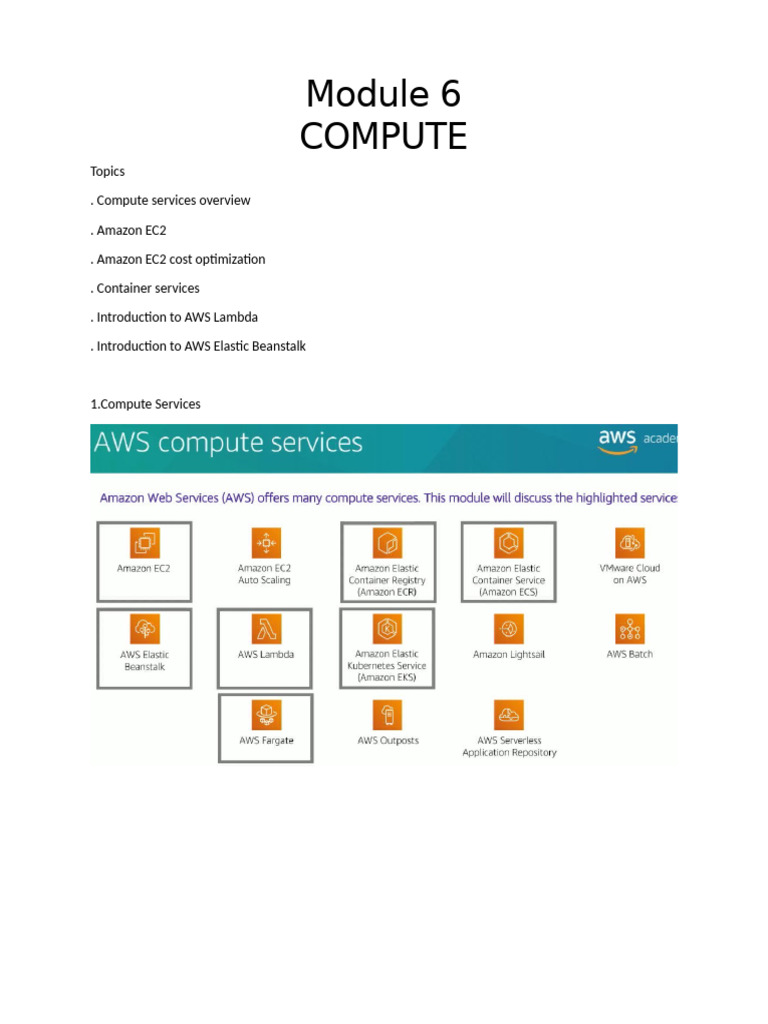 Aws Academy 6-10 Modules Notes | PDF | Amazon Web Services | Virtual ...