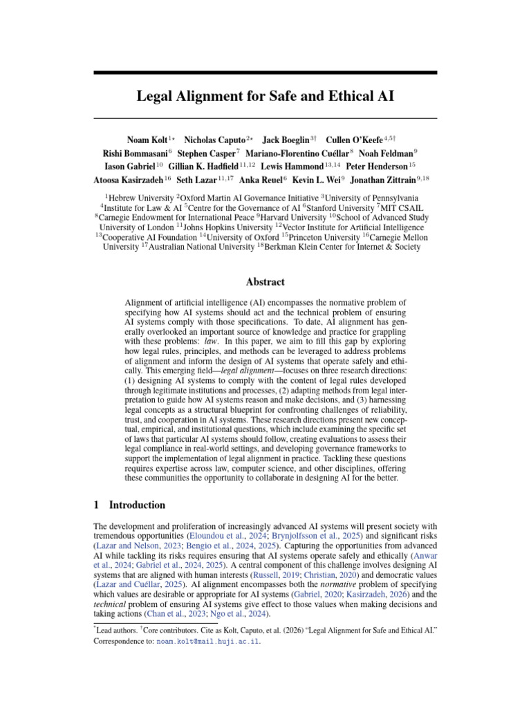 Legal Alignment For Safe and Ethical AI | PDF | Intelligence (AI ...