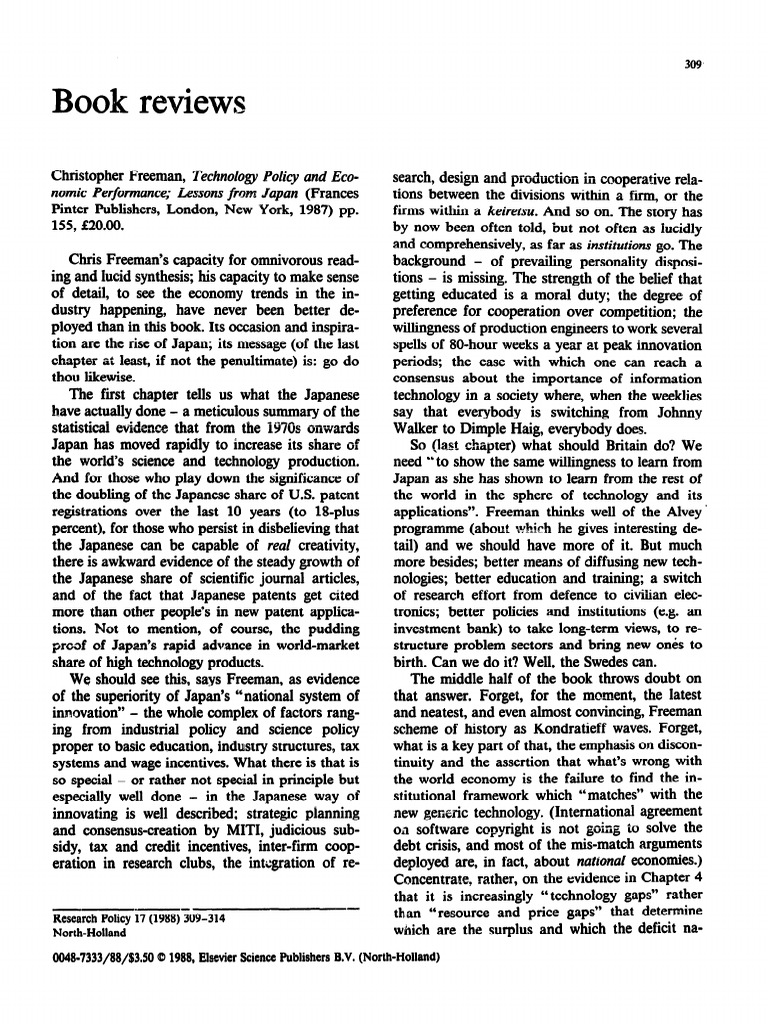 Technology Policy and Economic Performance Lessons From Japan ...