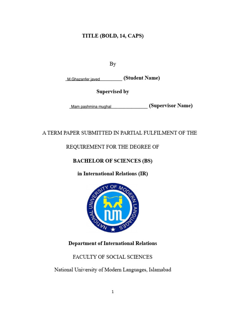 Term Paper Format PDF | PDF | Methodology
