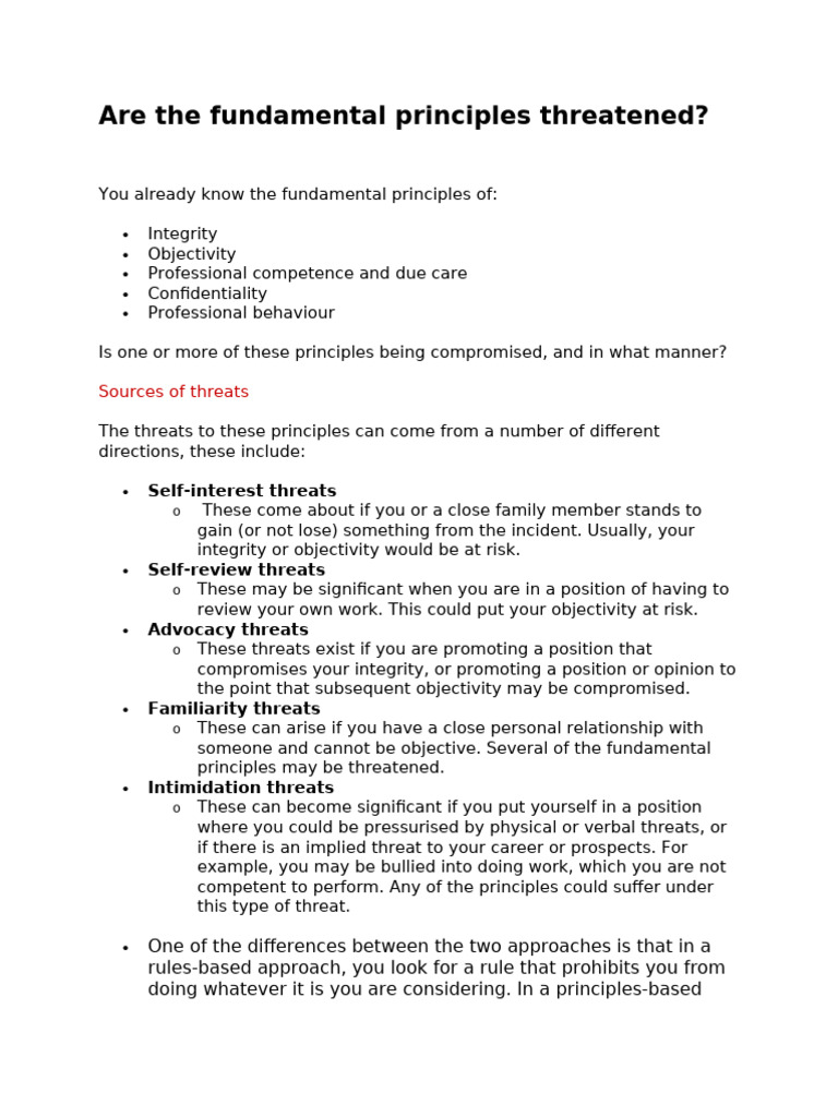Are the Fundamental Principles Threatened | PDF | Taxes | Risk