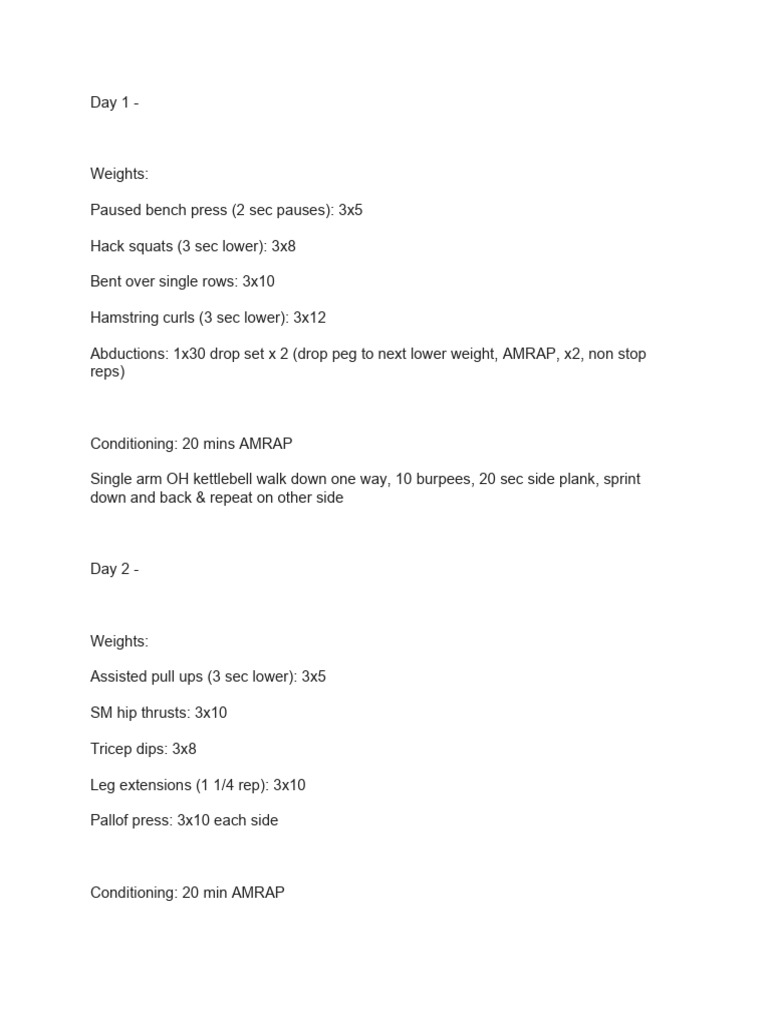 Original Workout Plan | PDF