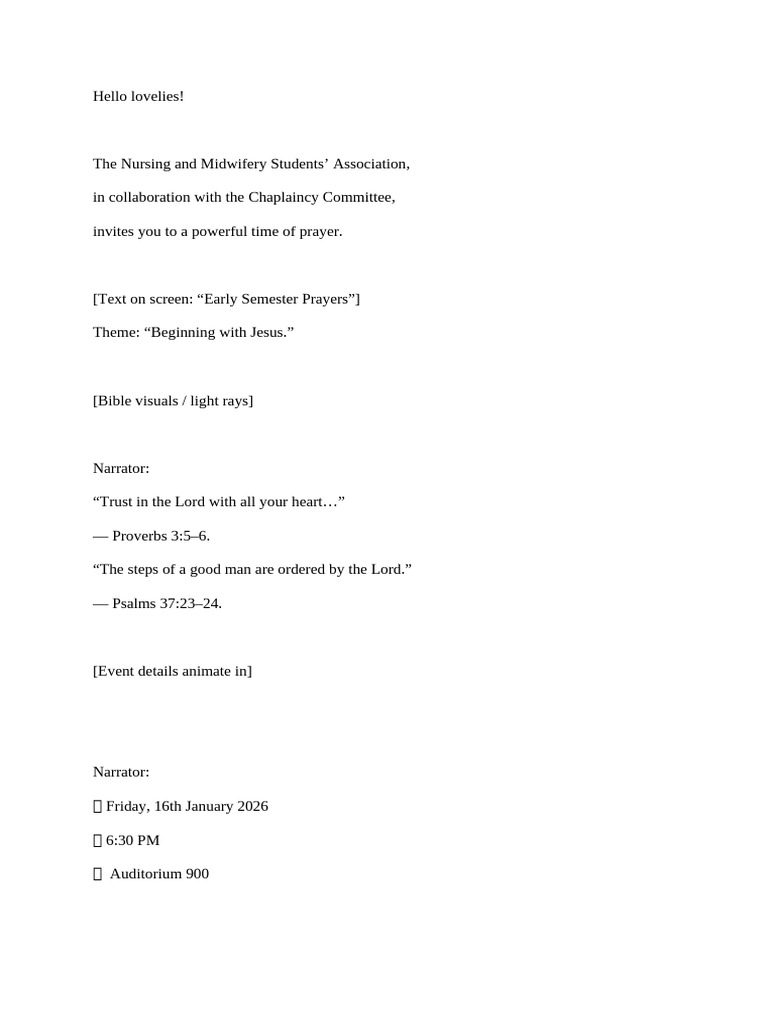 Semester Prayer Script | PDF