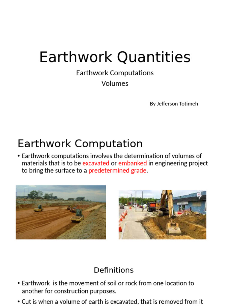 Earthwork Quantities (Volumes) | PDF | Area | Volume