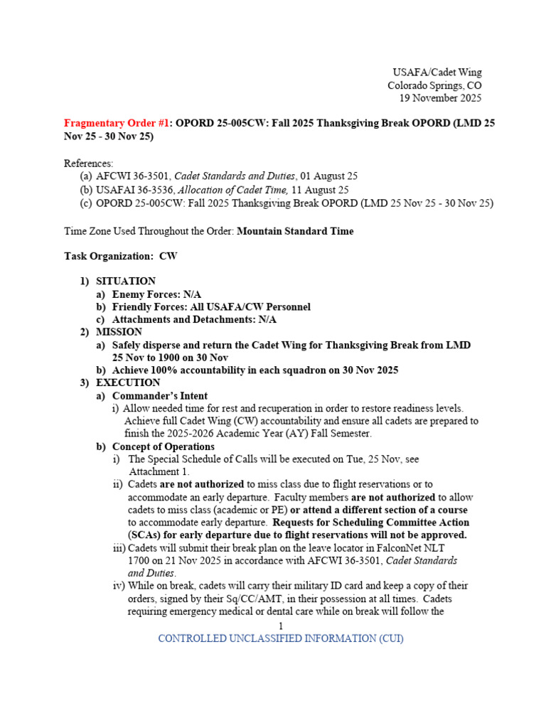 Thanksgiving Break FRAGORD #1 AY 25-26 - Version (Final) | PDF | United ...