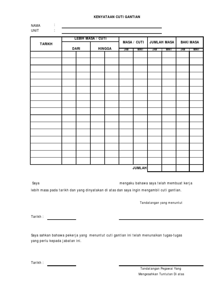 Cuti Gantian Kerja Lebih Masa  Lebih Masa Ppt Download  Kerja lebih