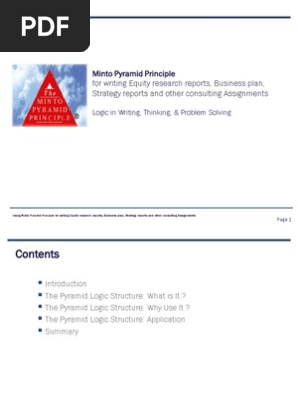 Pyramid principle minto pdf example