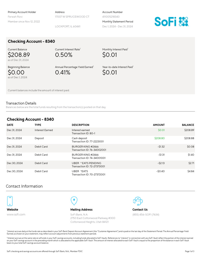 Checking Account - 8340: Transaction Details | PDF | Banks | Deposit ...