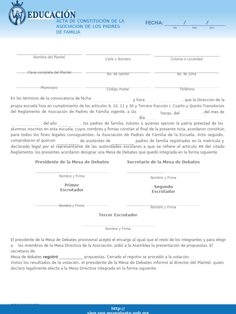 01 Formato Acta Constitucion APF | PDF | Gobierno