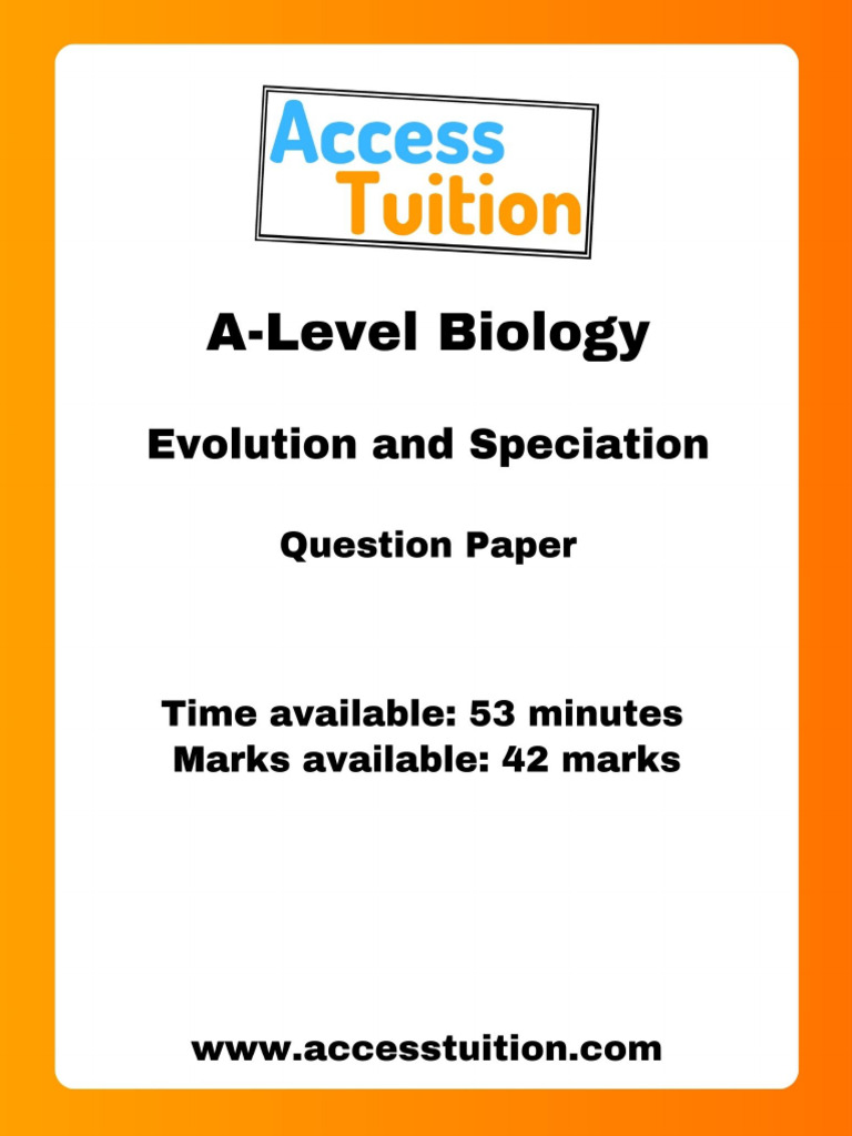 Evolution and Speciation QP | PDF | Species | Evolution