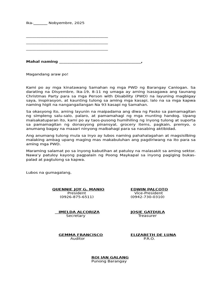 PWD Solicitation Letter PDF | PDF