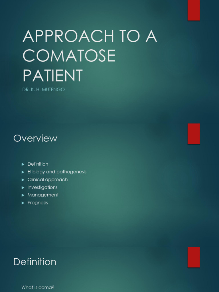 Approach To A Comatose Patient | PDF | Coma | Brainstem