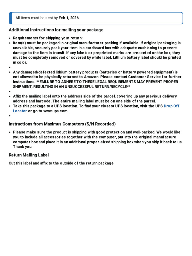 Online Return Center | PDF