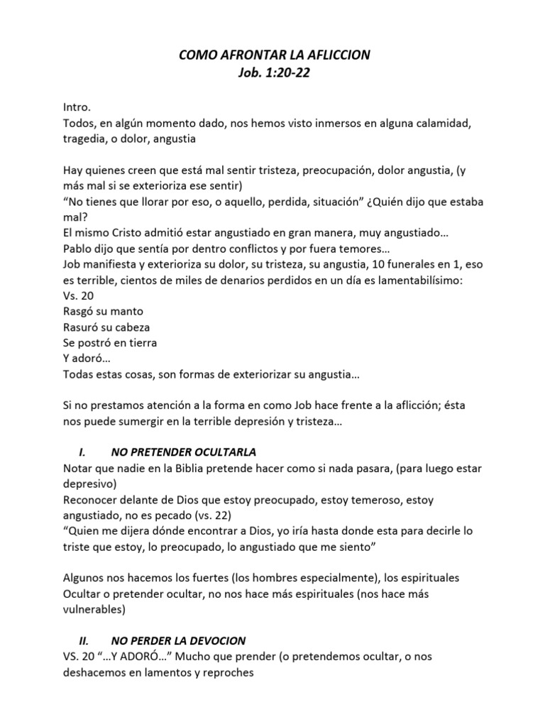 Como Afrontar La Afliccion | PDF | Libro de trabajo | Dios