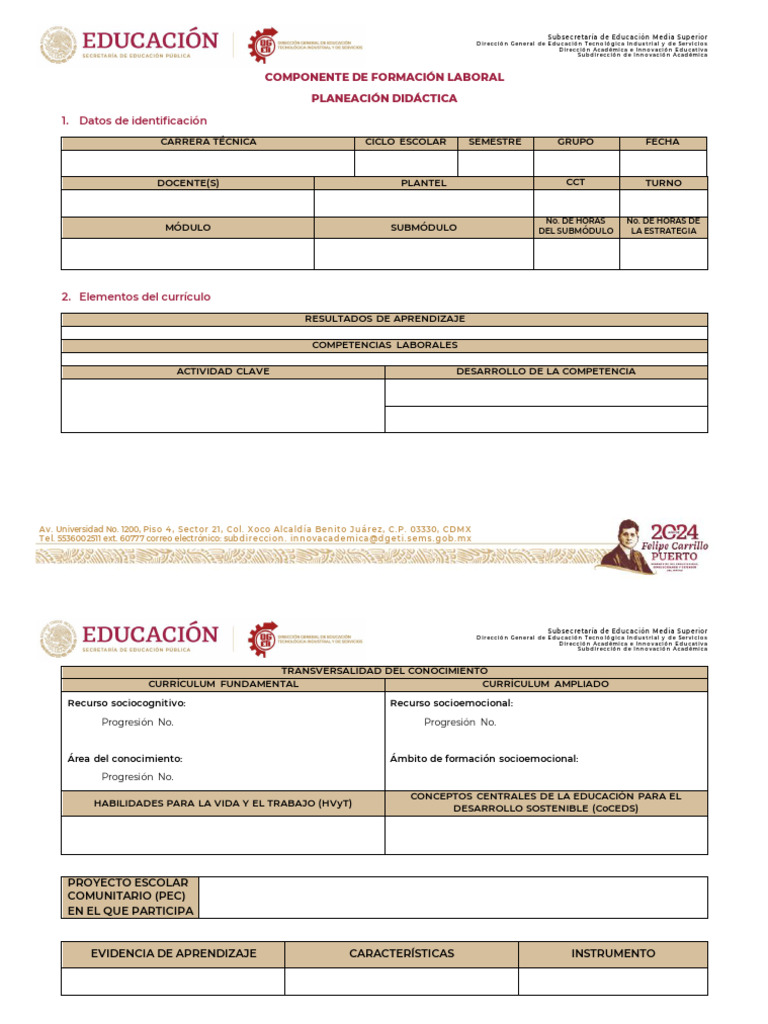 Formato de Planeacion Didactica | PDF | Cognición | Aprendizaje