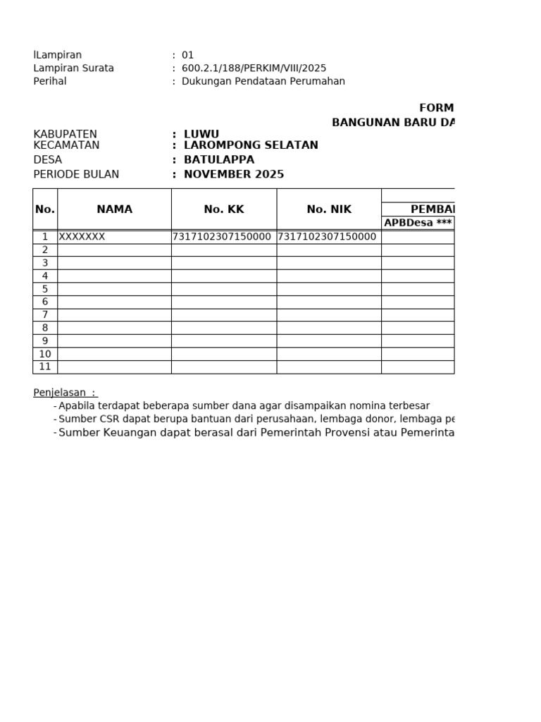 Format RTLH 2025 | PDF