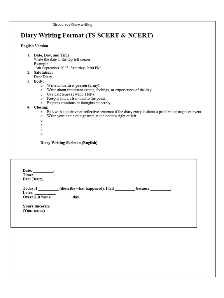 Diary Writing Only | PDF