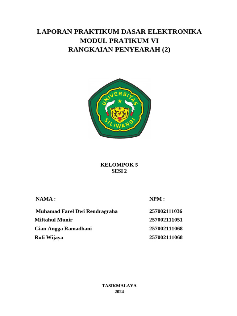Laporan Praktikum Dasar Elektronika Modul Vi - Rofi Wijaya | PDF