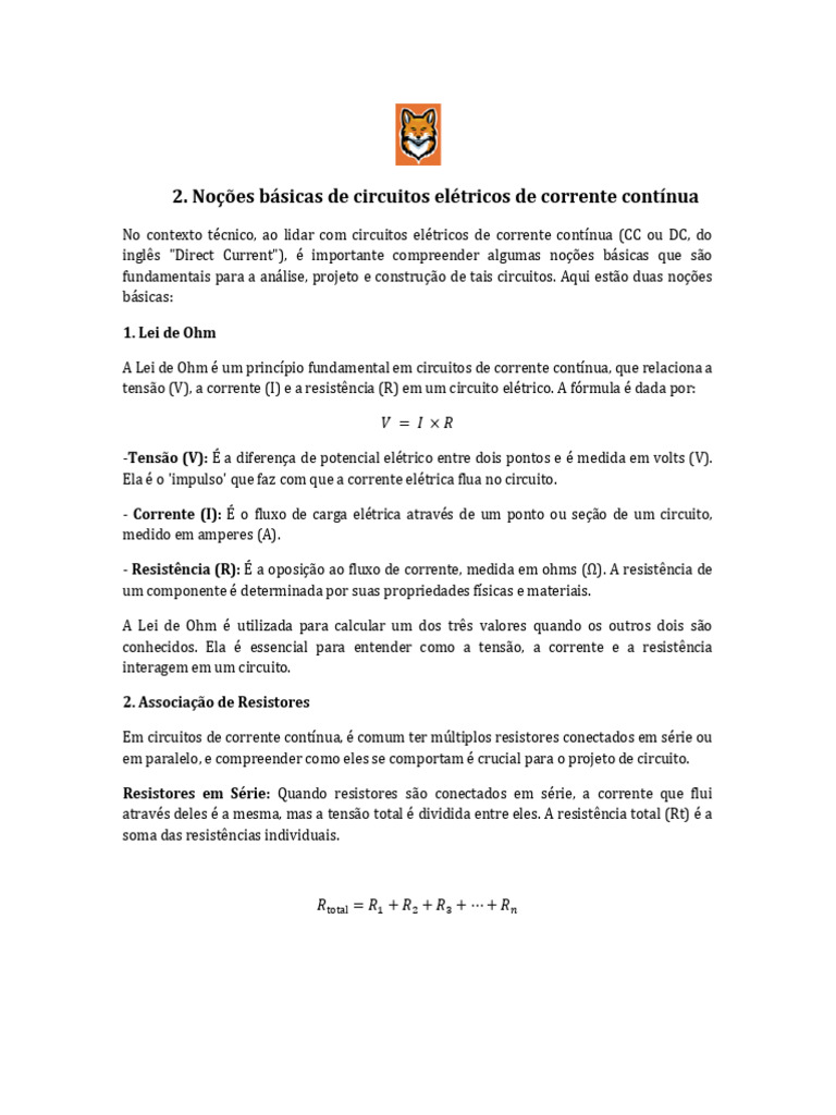 Nocoes Basicas de Circuitos Eletricos CC | PDF | Circuitos em série e ...