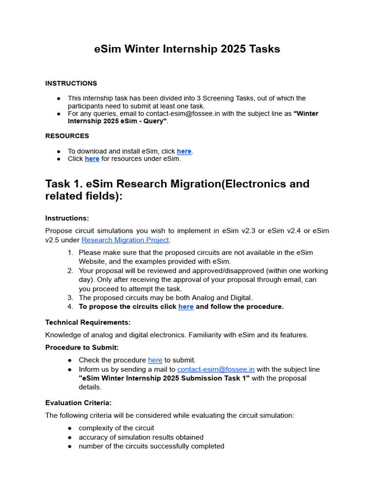 Esim Winter Internship 2025 Tasks PDF | PDF | Systems Engineering ...