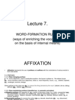 Word-F0Rmation Rules (Ways of Enriching The Vocabulary On The Basis of Internal Means)