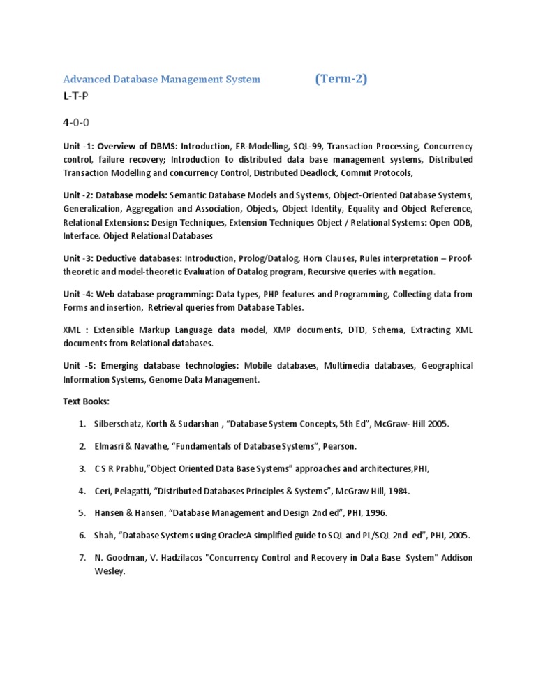 Advanced Database Management Systems | PDF