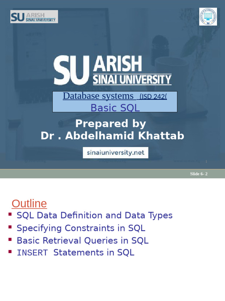 lecture 6 SQL basics v2 Lecture 1Lecture 1Lecture 1 | PDF | Sql ...