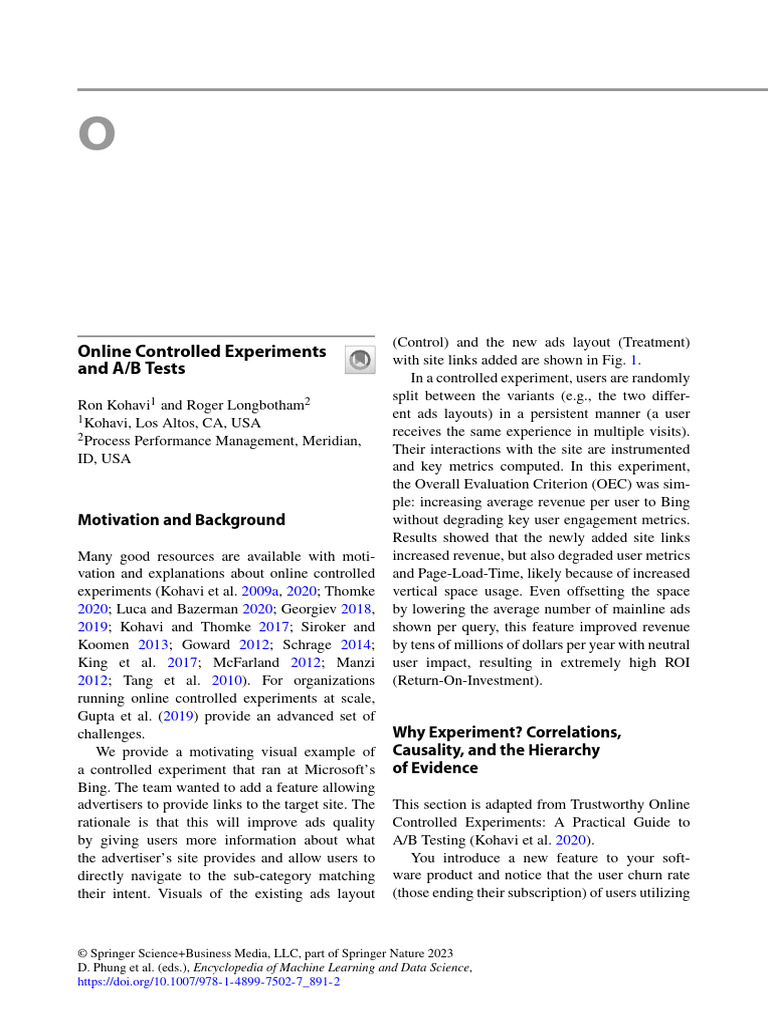 Online Controlled Experiments and A/B Tests | PDF | Experiment | P Value