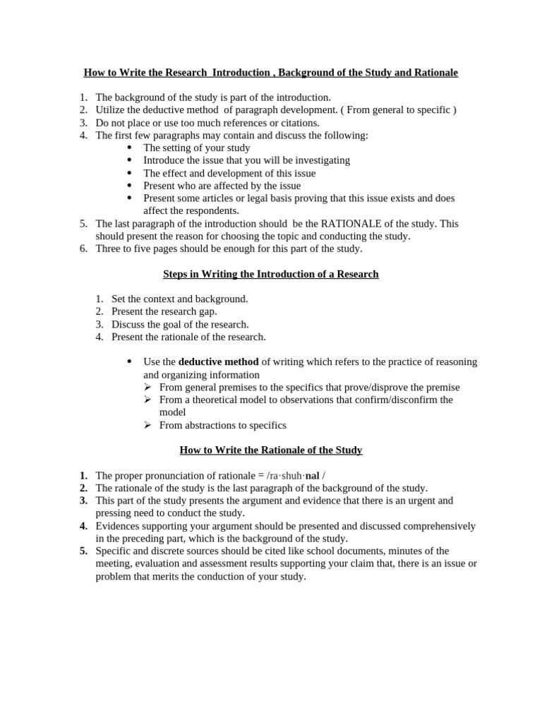 How To Write The Research Introduction, Background of The Study and ...