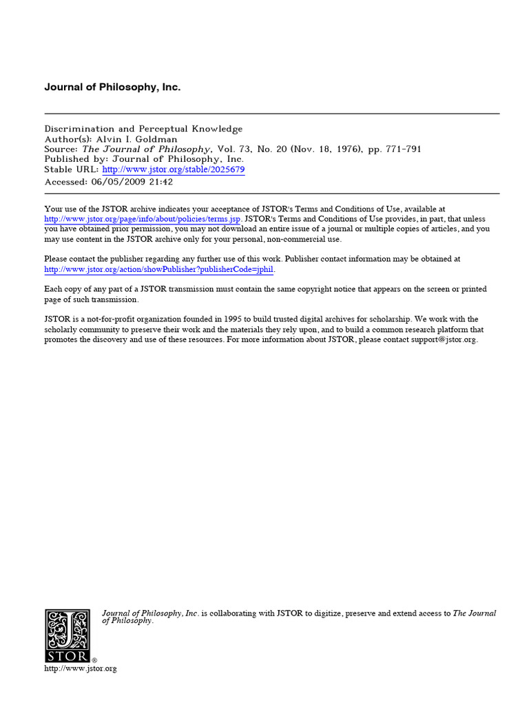 Goldman 1976 | PDF | Knowledge | Epistemology
