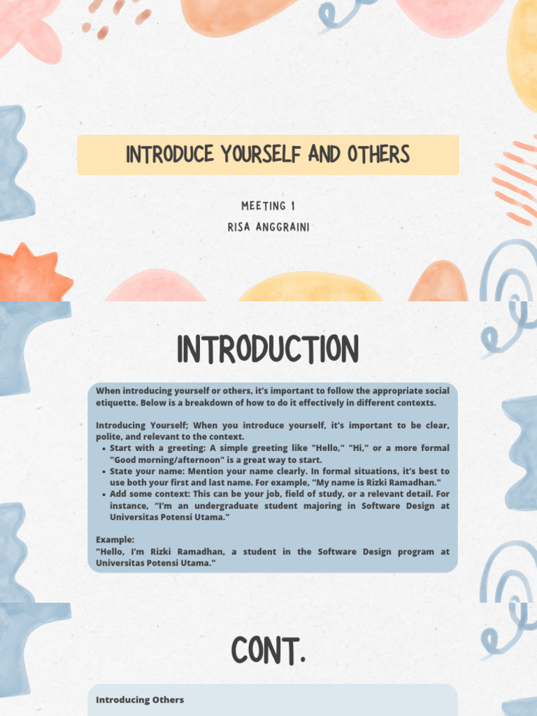 Introduce Yourself and Others | PDF | Human Communication