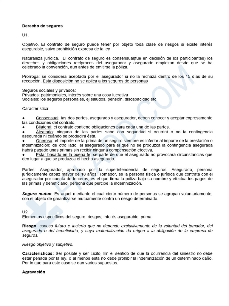 Derecho de Seguros | PDF | Póliza de seguros | Seguro
