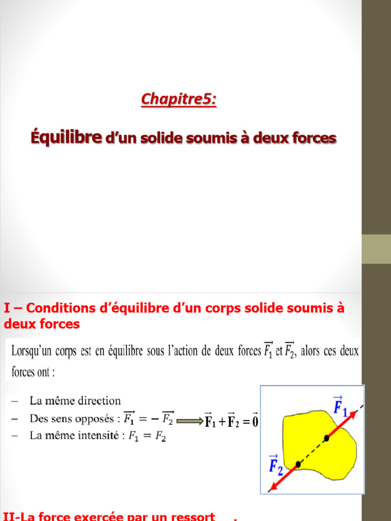 Cours5 Equilibre D'un Corps Solide Soumis À Deux Forces | PDF