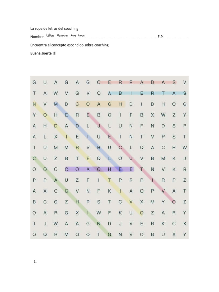 Sopa de Letras de Coaching VERSION FINAL | PDF