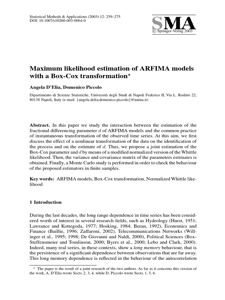 Maximum Likelihood Estimation of ARFIMA Models With A Box-Cox ...