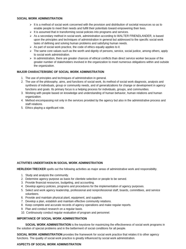 Social Work Administration 2nd Class | PDF | Social Work | Leadership