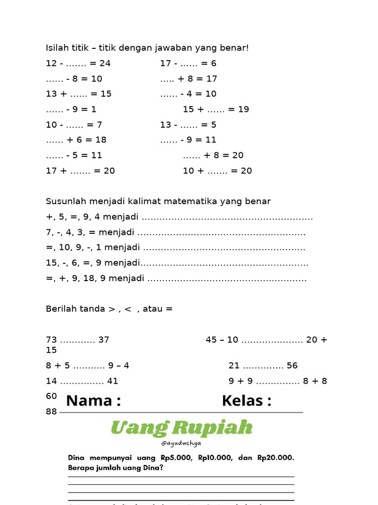 Latihan Basic Math | PDF