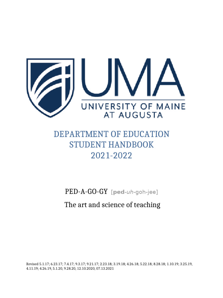 Education Student Handbook 21-22 | PDF | Learning | Pedagogy