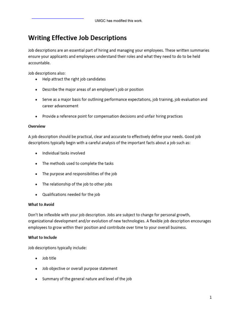 Writing Effective Job Descriptions | PDF | Verb | Subject (Grammar)